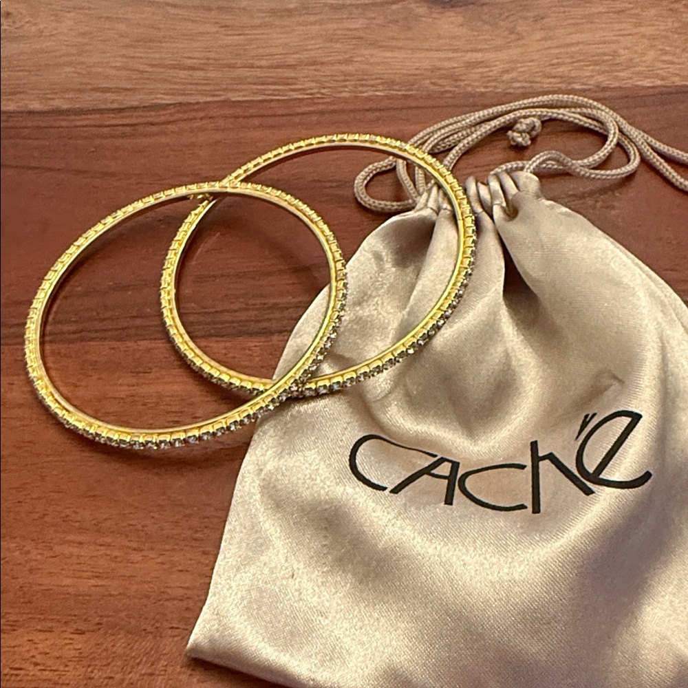 Cache Gold Tone Rhinestone Bangles - image 4